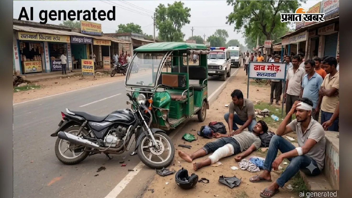 सतगावां में बाइक और ई-रिक्शा में टक्कर, दो युवक गंभीर