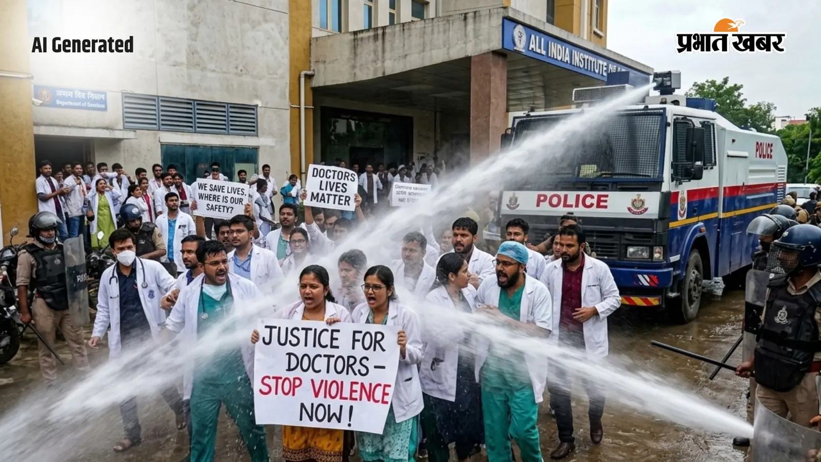 डॉक्टर अपराधी नहीं हैं... स्टाइपेंड बढ़ाने की मांग के बीच FAIMA ने वाटर कैनन का किया विरोध
