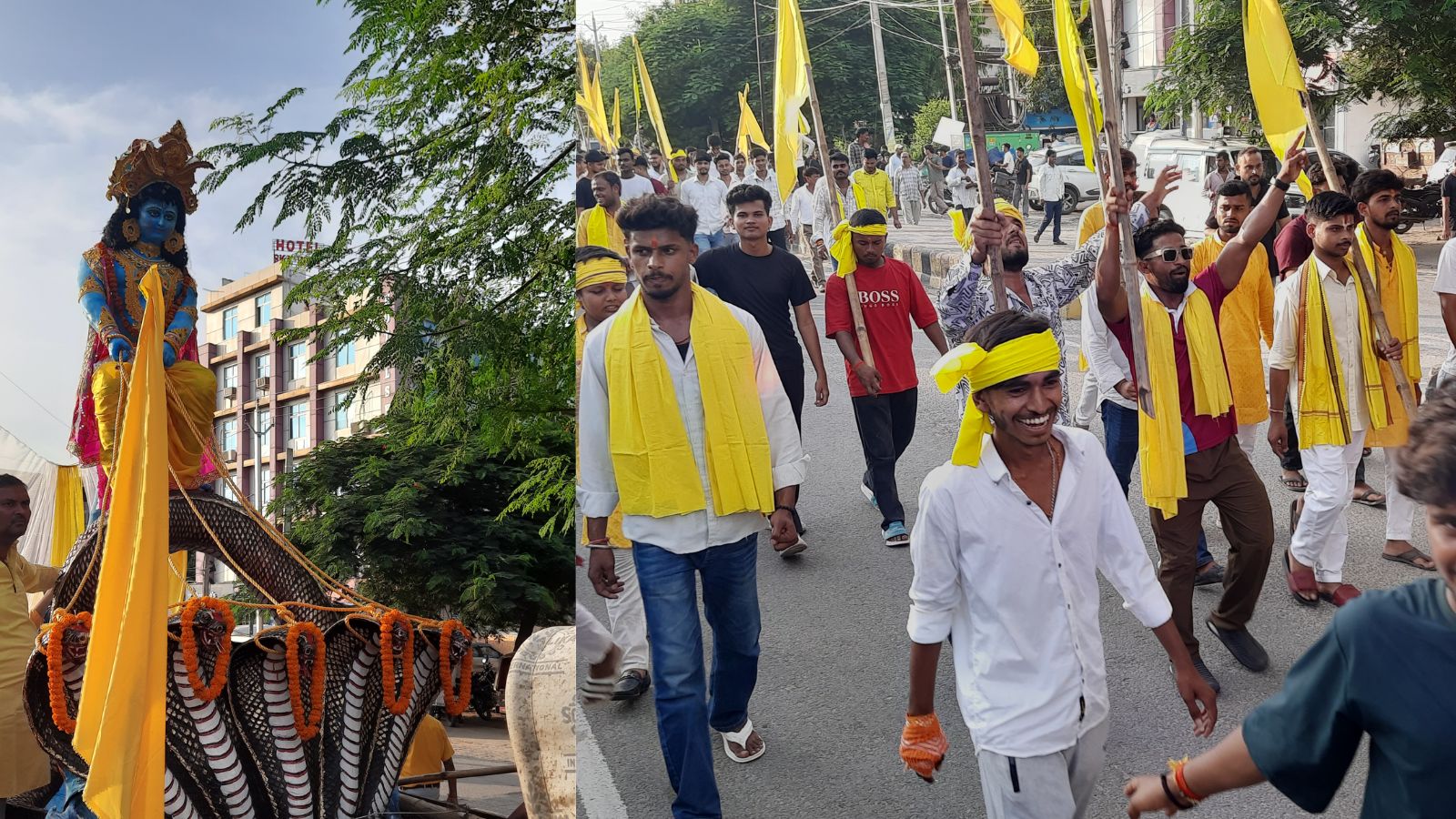 भक्ति गीत पर झूमते युवा व शोभा यात्रा में निकली भगवान श्रीकृष्ण की प्रतिमा | Prabhat Khabar Network