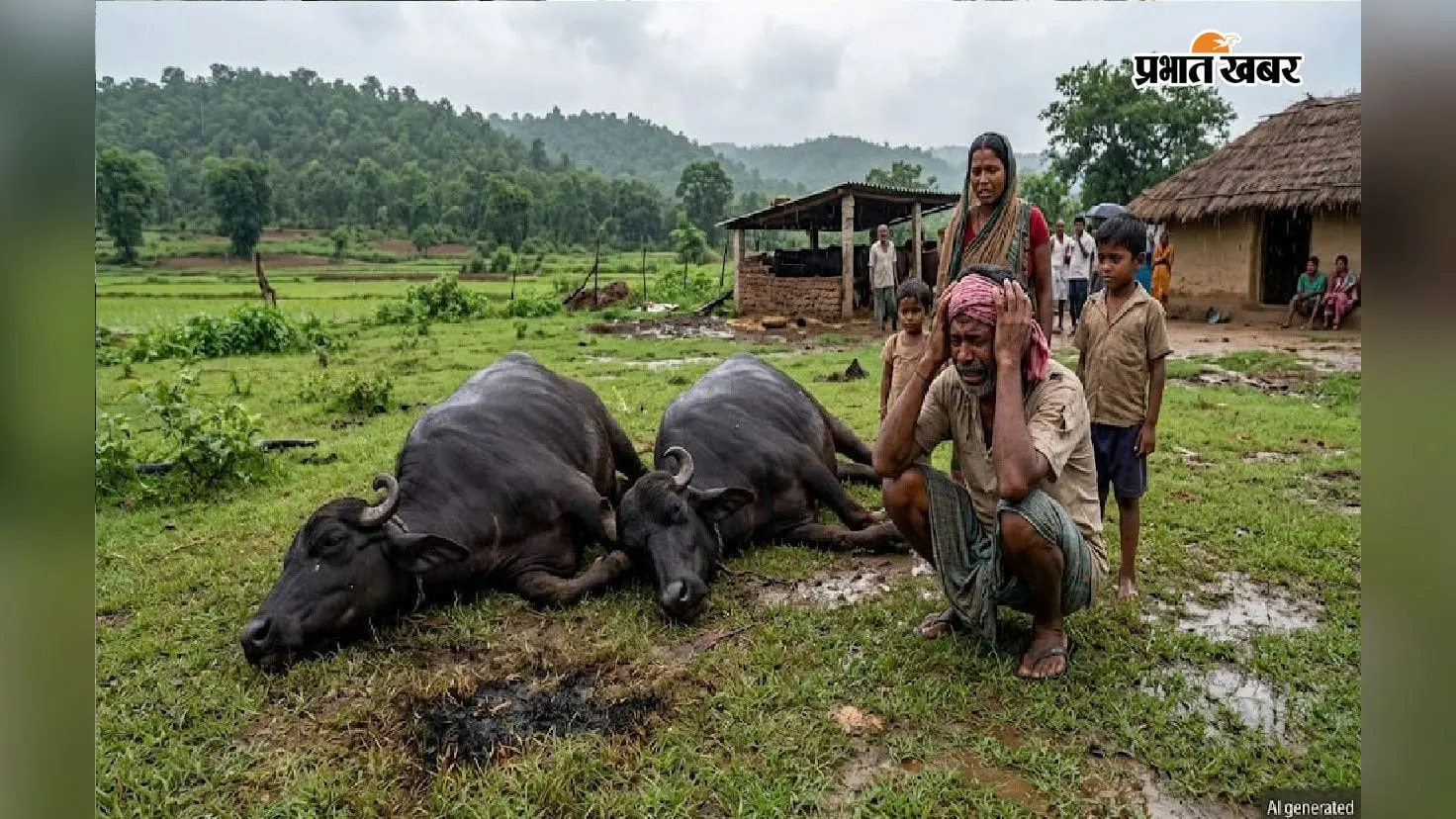 लातेहार में वज्रपात से किसान की दो दुधारू भैंसों की मौत, 2 लाख का नुकसान