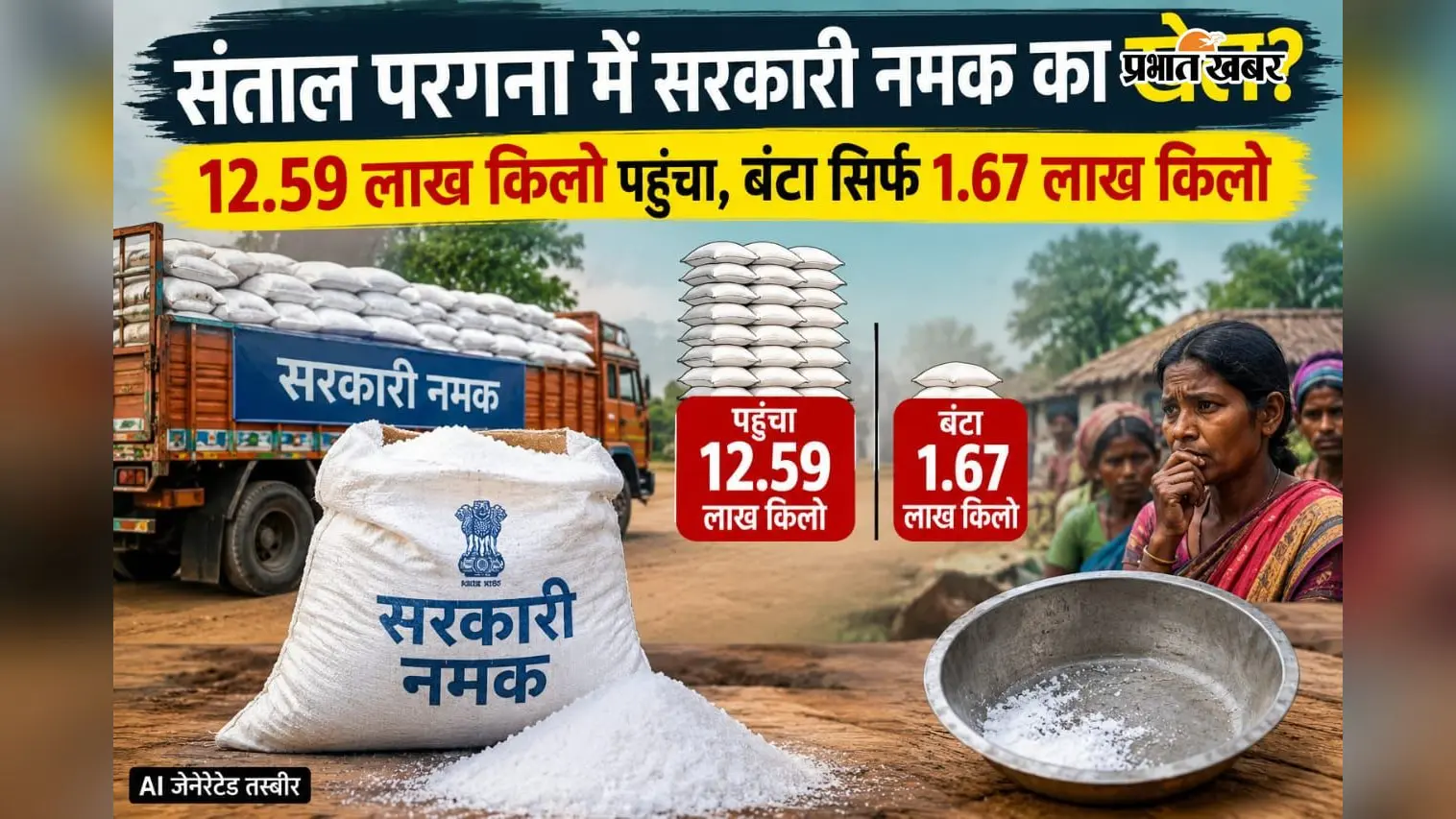 संताल परगना में सरकारी नमक का खेल?12.59 लाख किलो पहुंचा,बंटा सिर्फ 1.67 लाख किलो