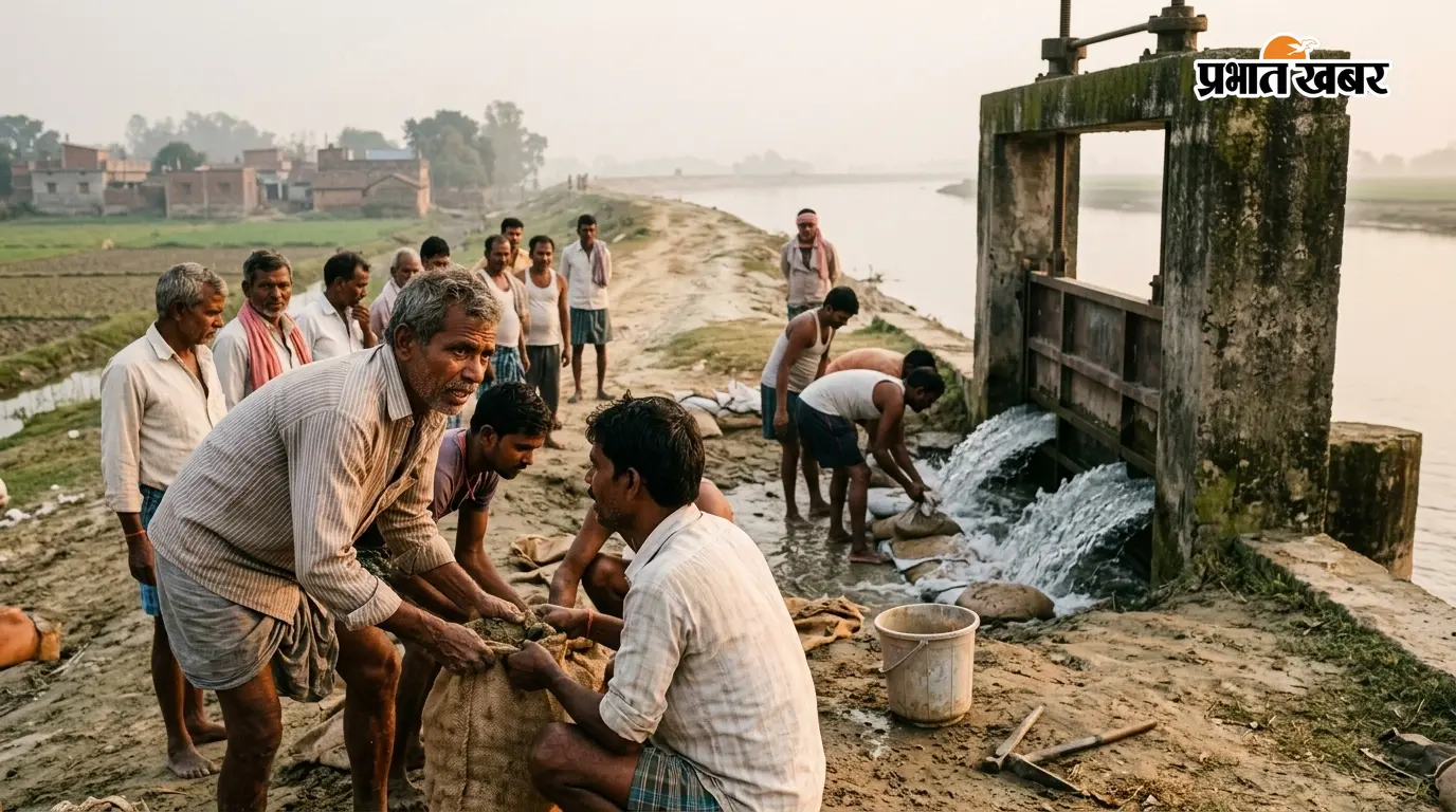 वैशाली: महनार में स्लुईस गेट से तेज रिसाव, बांध टूटने के डर से ग्रामीणों में बढ़ी चिंता