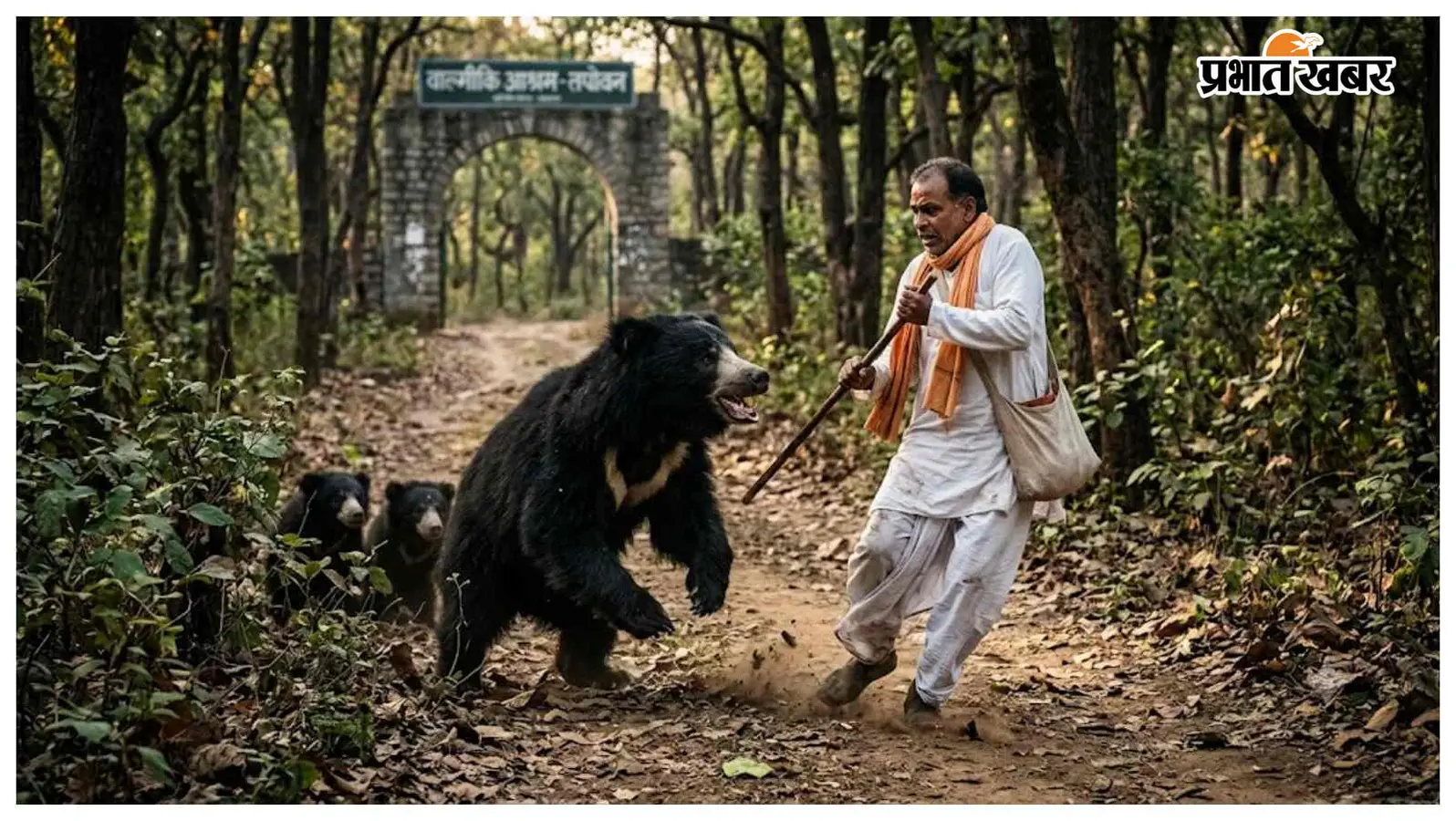 वाल्मीकि आश्रम से आस्था लेकर लौट रहा था श्रद्धालु, शावकों संग भालू ने किया हमला, जिंदगी के लिए जूझता रहा