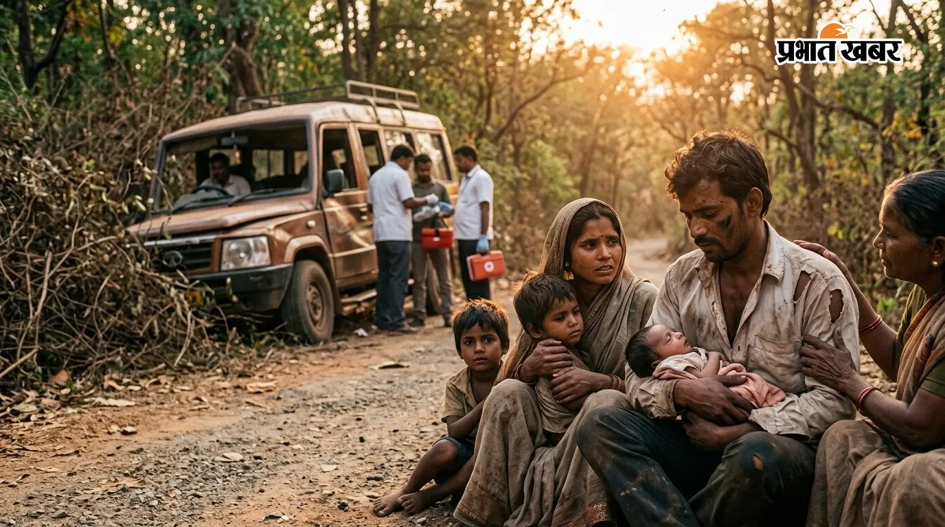 नारायणपुर में सड़क हादसा, दूधमुंही बच्ची समेत एक परिवार के 5 घायल