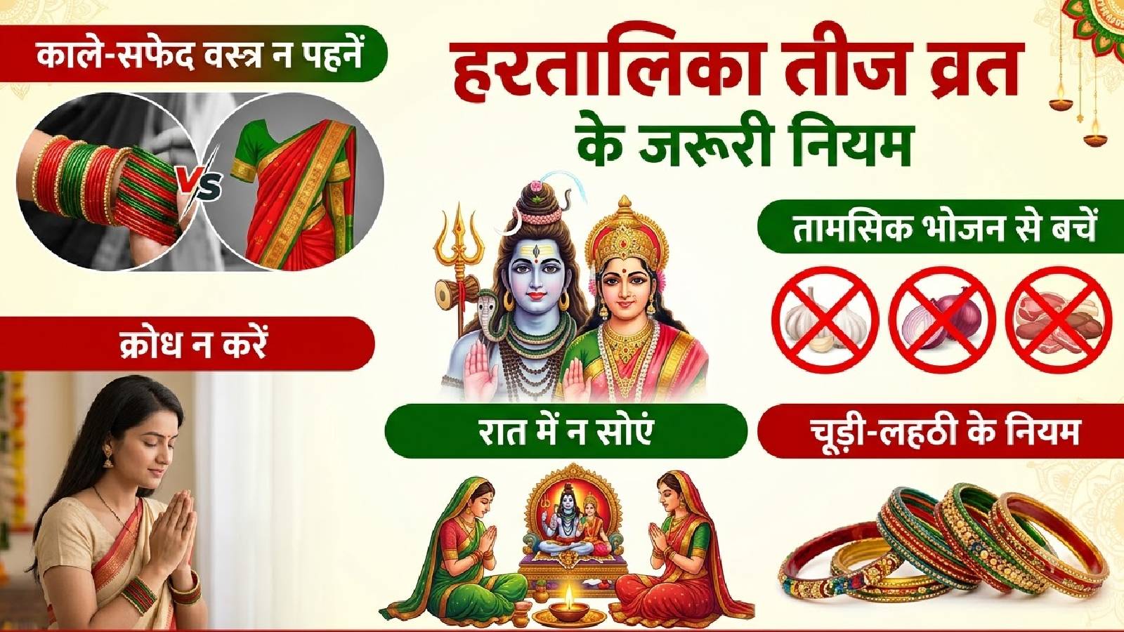 हरतालिका तीज पर किन 5 प्रकार की गलतियों को नहीं करना चाहिए. (Infographic- AI)