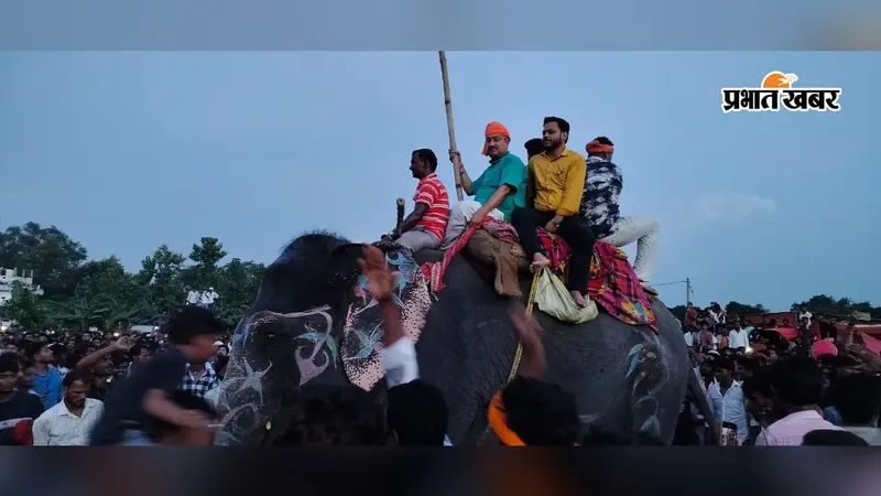 बेतिया में 40 साल पुराने कंस वध मेले में दिखा अनोखा नजारा, हाथियों ने गिरायी विशाल प्रतिमा तो उमड़ पड़ी हजारों की भीड़