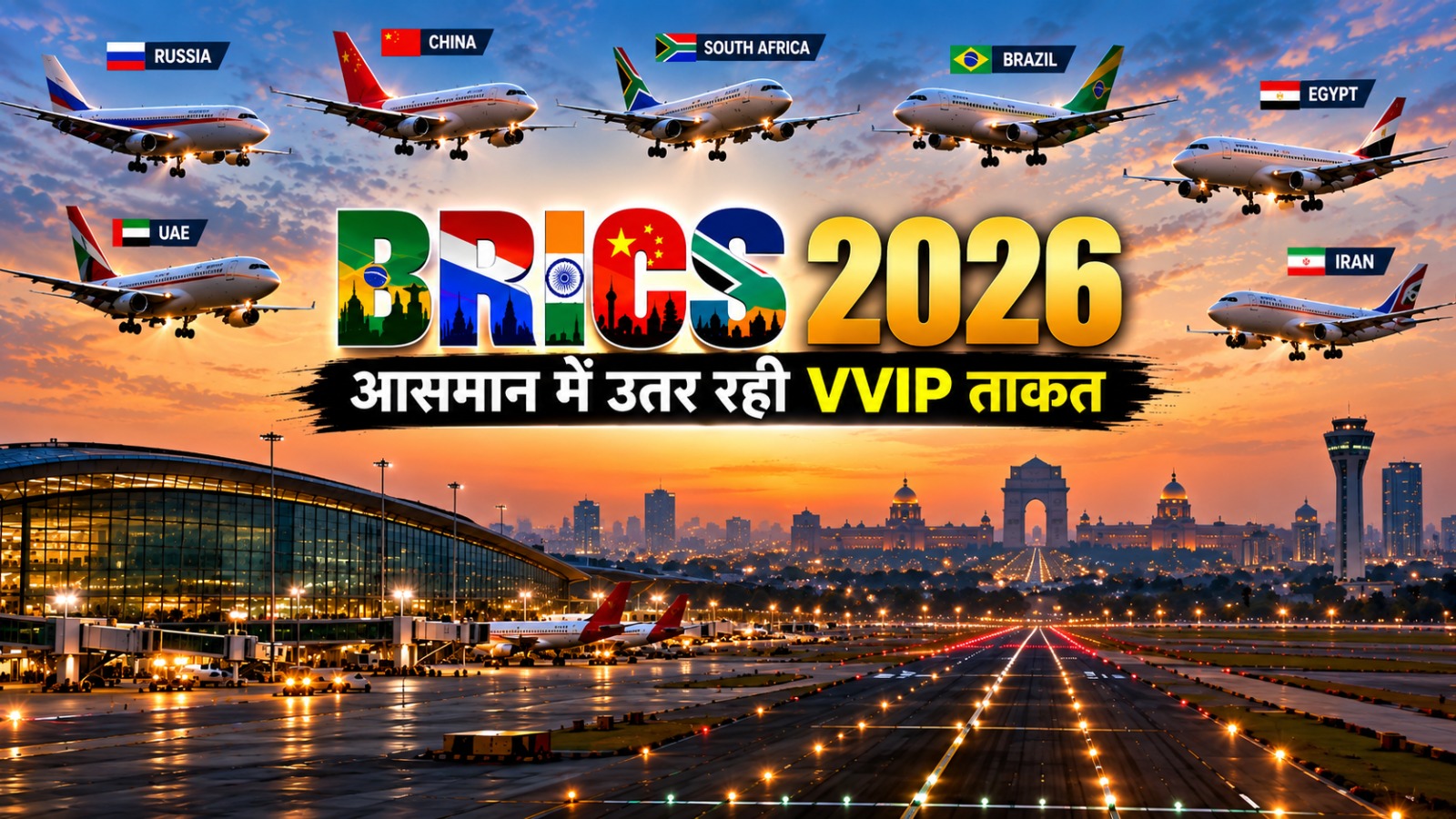 भारत में हो रहे ब्रिक्स सम्मेलन में आ रहे प्रतिनिधियों के विभिन्न प्लेन (सांकेतिक तस्वीर)