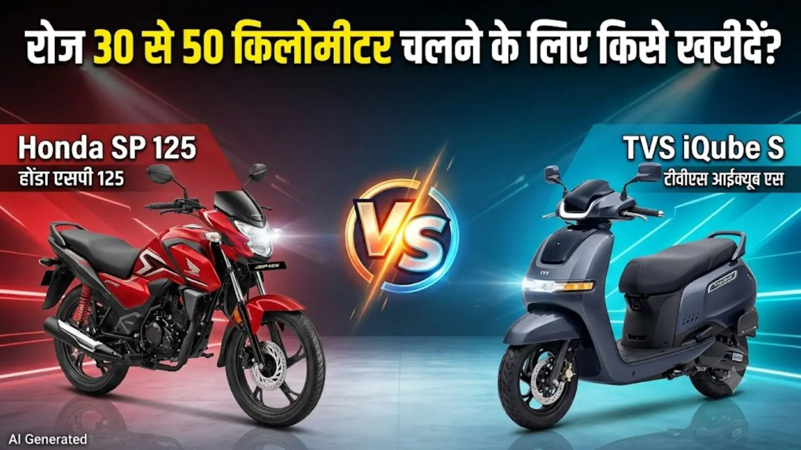 Honda SP 125 vs TVS iQube S: रोज 30 से 50 किलोमीटर चलने के लिए कौन सबसे बेहतर?
