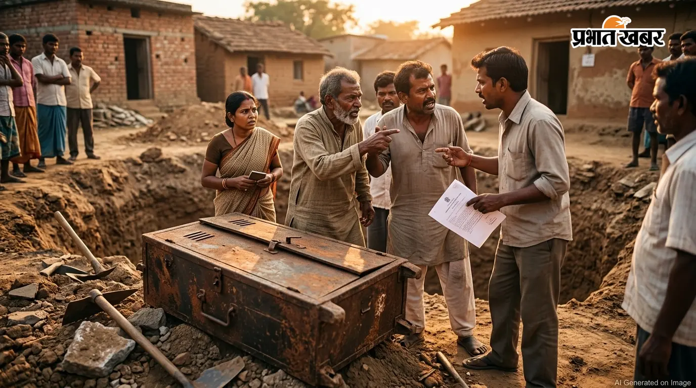 गढ़वा : जमीन की खुदाई में मिला लोहे का लॉकर, मालिकाना हक को लेकर हंगामा - पुलिस ने किया जब्त