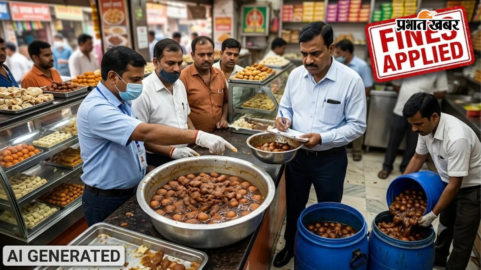 मिठाई दुकानों पर खाद्य विभाग की छापेमारी, बासी समोसा और 100 किलो खराब रसगुल्ला मिला; 10 हजार का जुर्माना