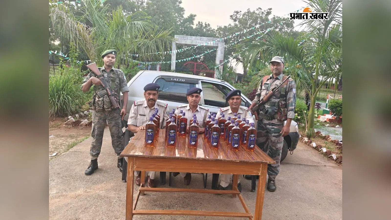 शराब लदी कार जब्त, दो आरोपी जंगल की ओर फरार