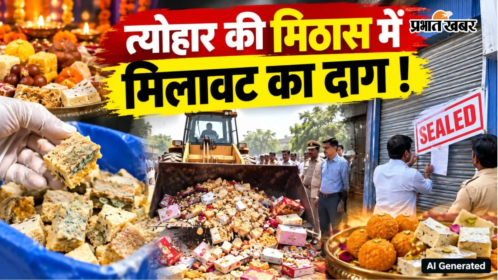 त्योहार की मिठास में मिलावट का दाग ! गढ़वा में 410 किलो मिठाई नष्ट, दो कारखाने सील