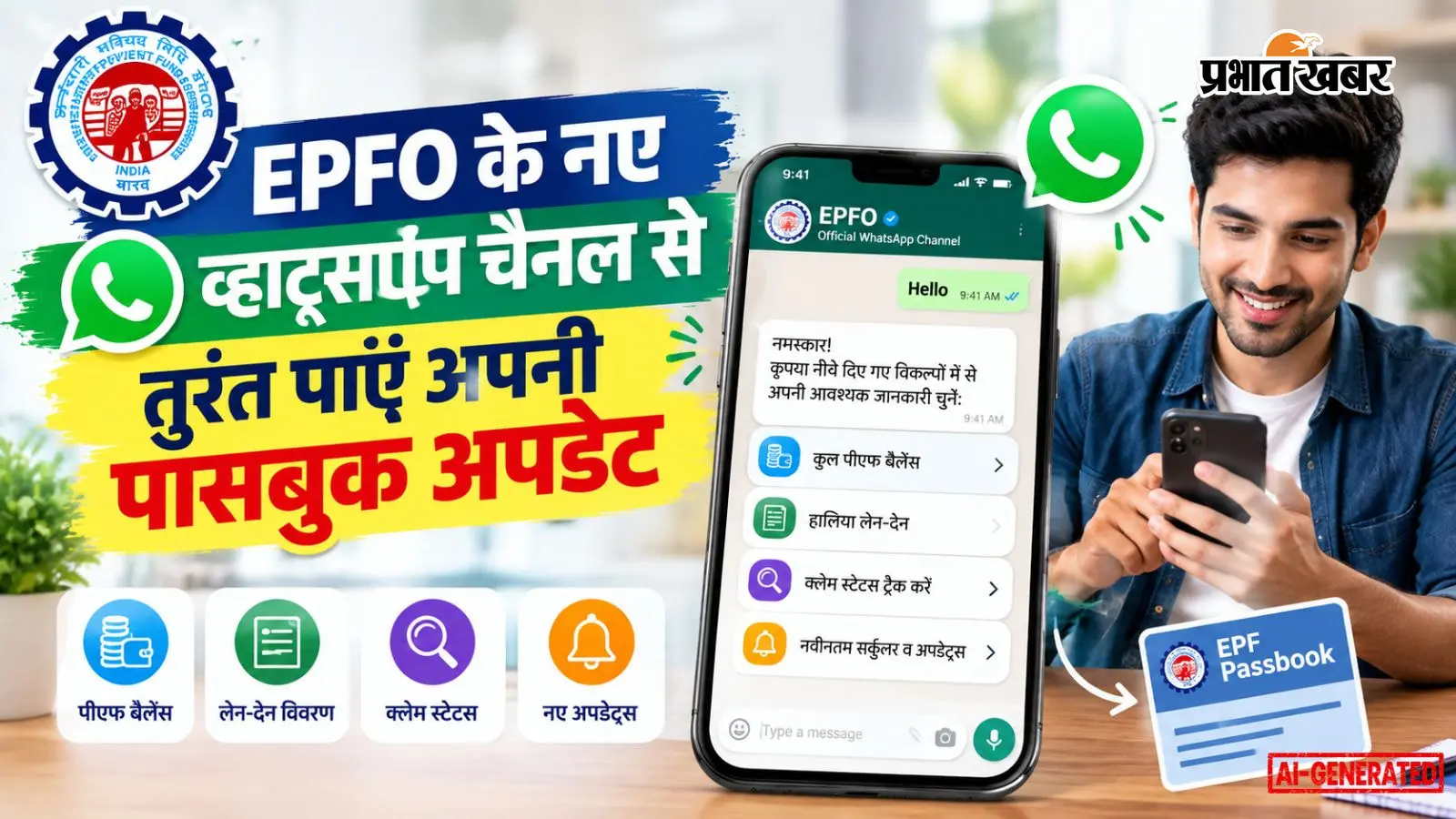 EPFO ने शुरू की व्हाट्सएप सर्विस, बस लिखें 'Hello' और जानें अपने खाते की पूरी डिटेल