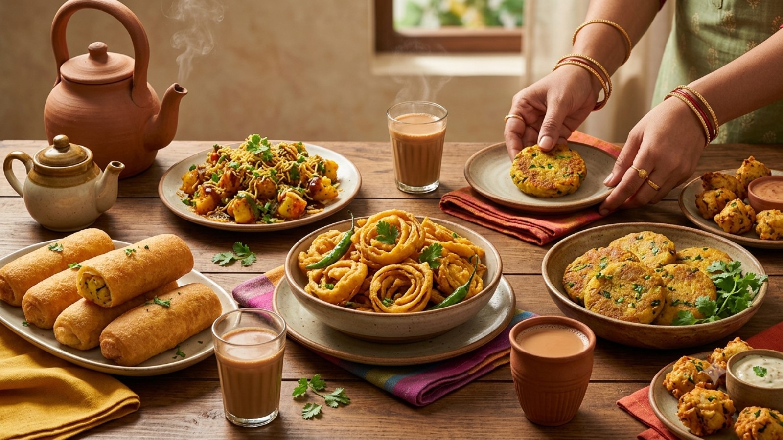 instant aloo snacks with tea