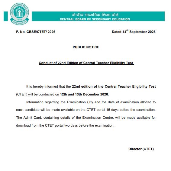 CTET Notice