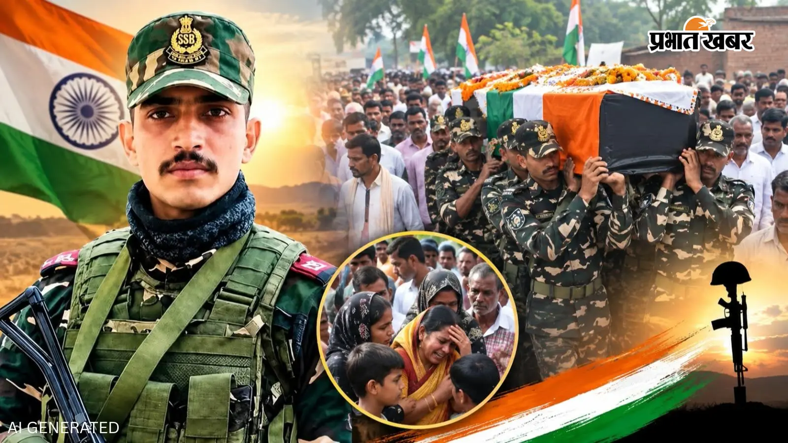 SSB जवान अभिषेक यादव की अंतिम विदाई में उमड़ा बमरौली अहीर गांव, तिरंगे में लौटा वीर सपूत,भाई सुमित ने दी मुखाग्नि