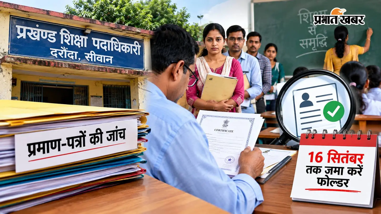 Siwan News: दरौंदा में 2015 तक नियोजित शिक्षकों के प्रमाण-पत्रों की जांच तेज, BEO ने 16 सितंबर तक मांगा फोल्डर