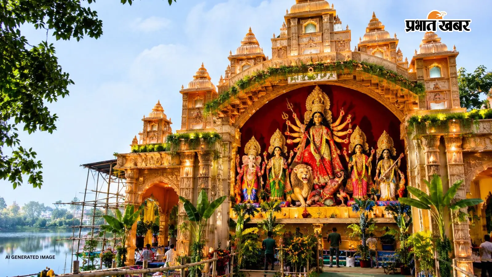 रांची के भुतहा तालाब की दुर्गापूजा में इस बार दिखेगा 45 फीट ऊंचा इको फ्रेंडली मंदिर पंडाल