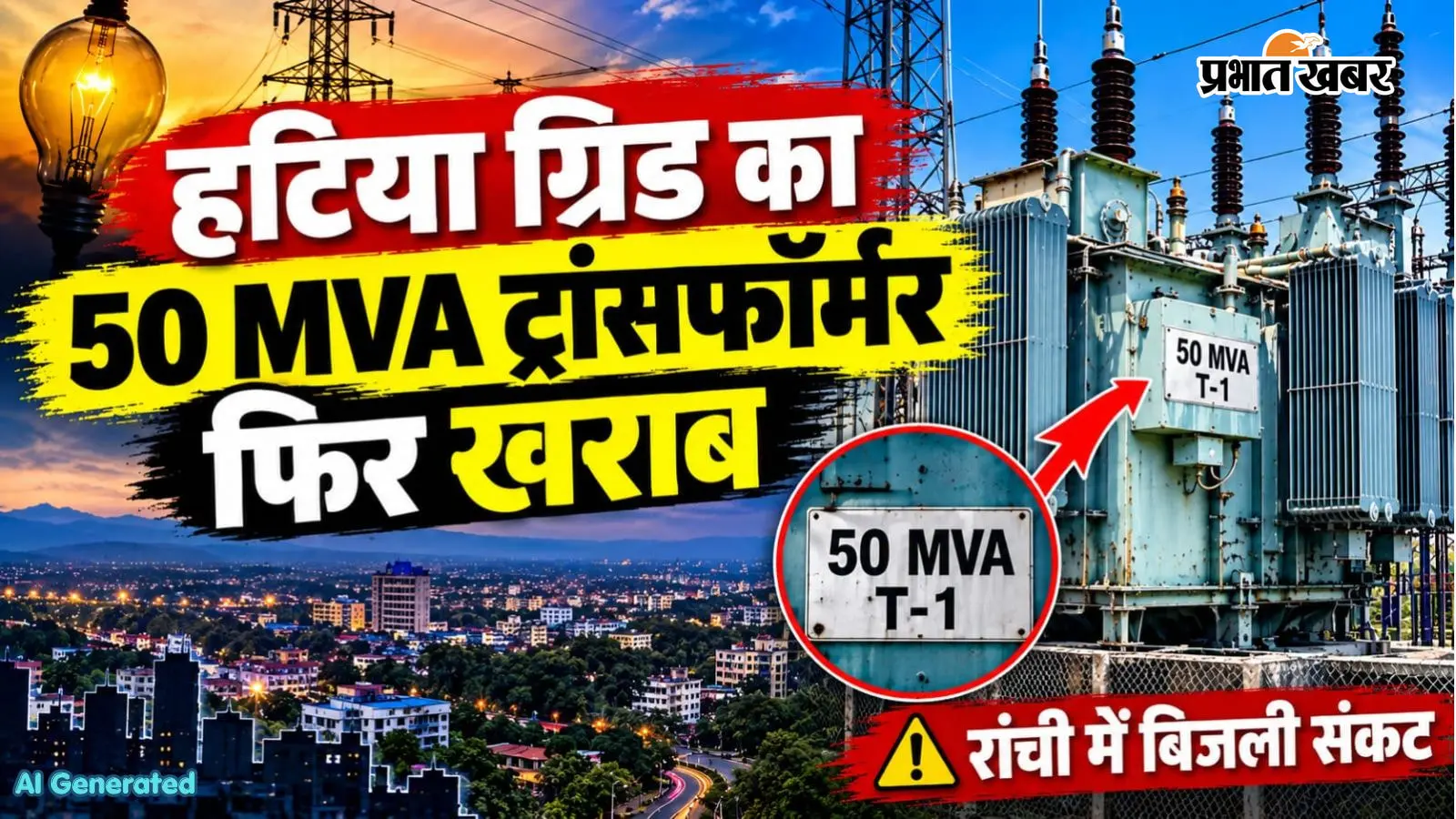 हटिया ग्रिड का 50 MVA ट्रांसफॉर्मर फिर खराब, 125 की जगह मिल रही 85 मेगावाट बिजली