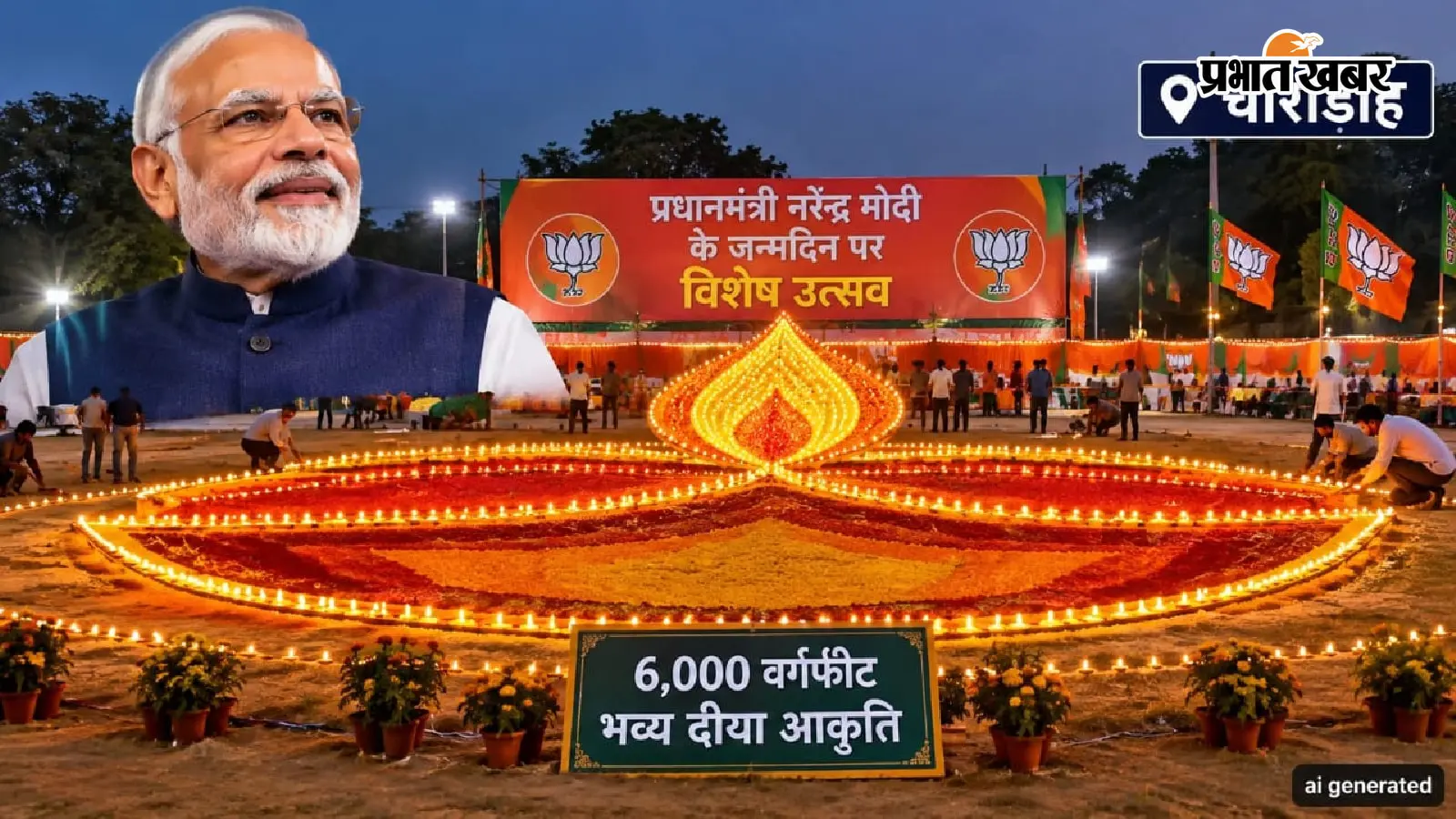 PM मोदी के जन्मदिन पर चाराडीह में बनेगी 6,000 वर्गफीट की भव्य दीया आकृति, भाजपा मनाएगी विशेष उत्सव