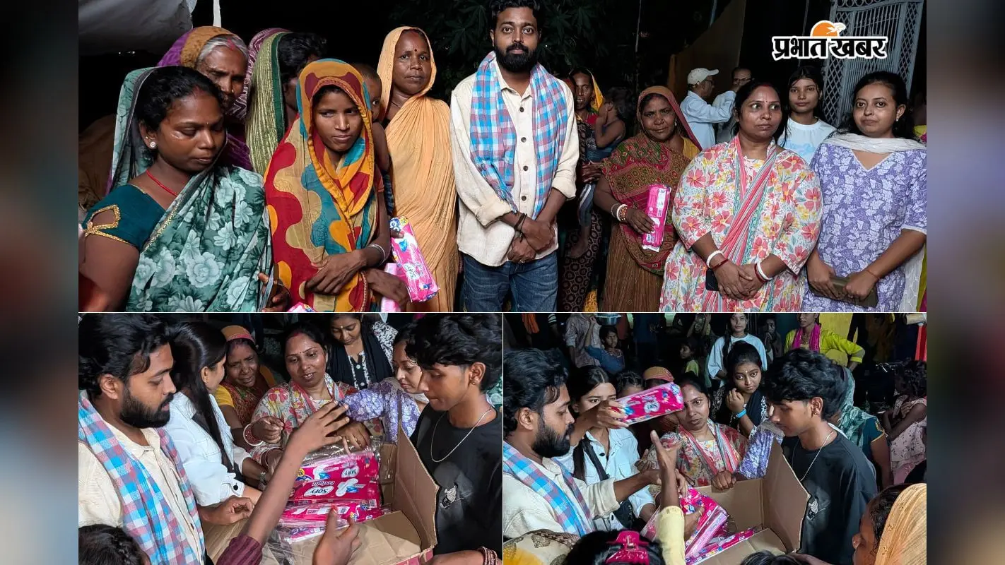 बाढ़ राहत शिविर में युवाओं ने महिलाओं की स्वच्छता का रखा ध्यान, आदर्श आनंद की टीम ने बांटे सैनिटरी पैड