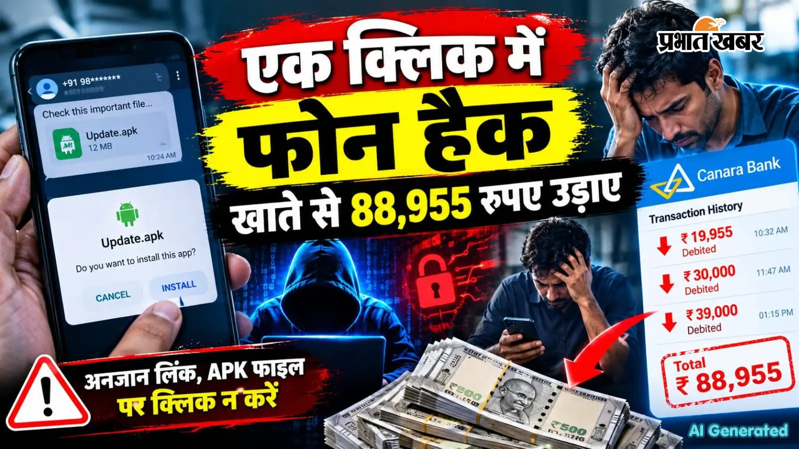APK फाइल पर क्लिक करते ही हैक हुआ मोबाइल और बैंक खाते से उड़ गए 88,955 रुपए
