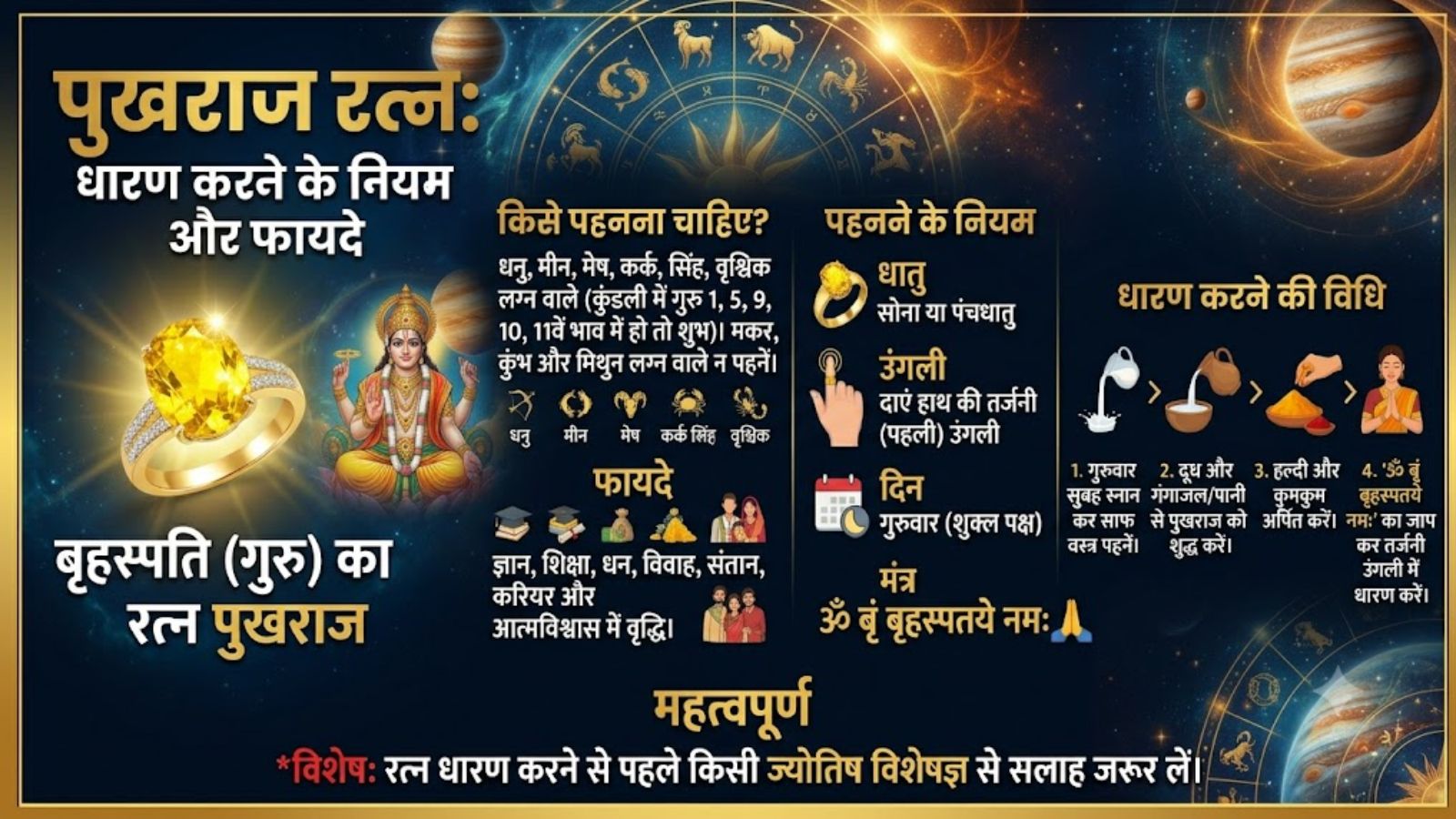पुखराज रत्न का इन्फोग्राफिक (एआई तस्वीर)