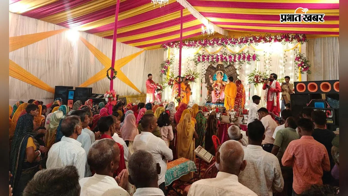 गणेश महोत्सव में उमड़ी श्रद्धालुओं की भीड़ स्थानीय बच्चों ने दी मनमोहक प्रस्तुति