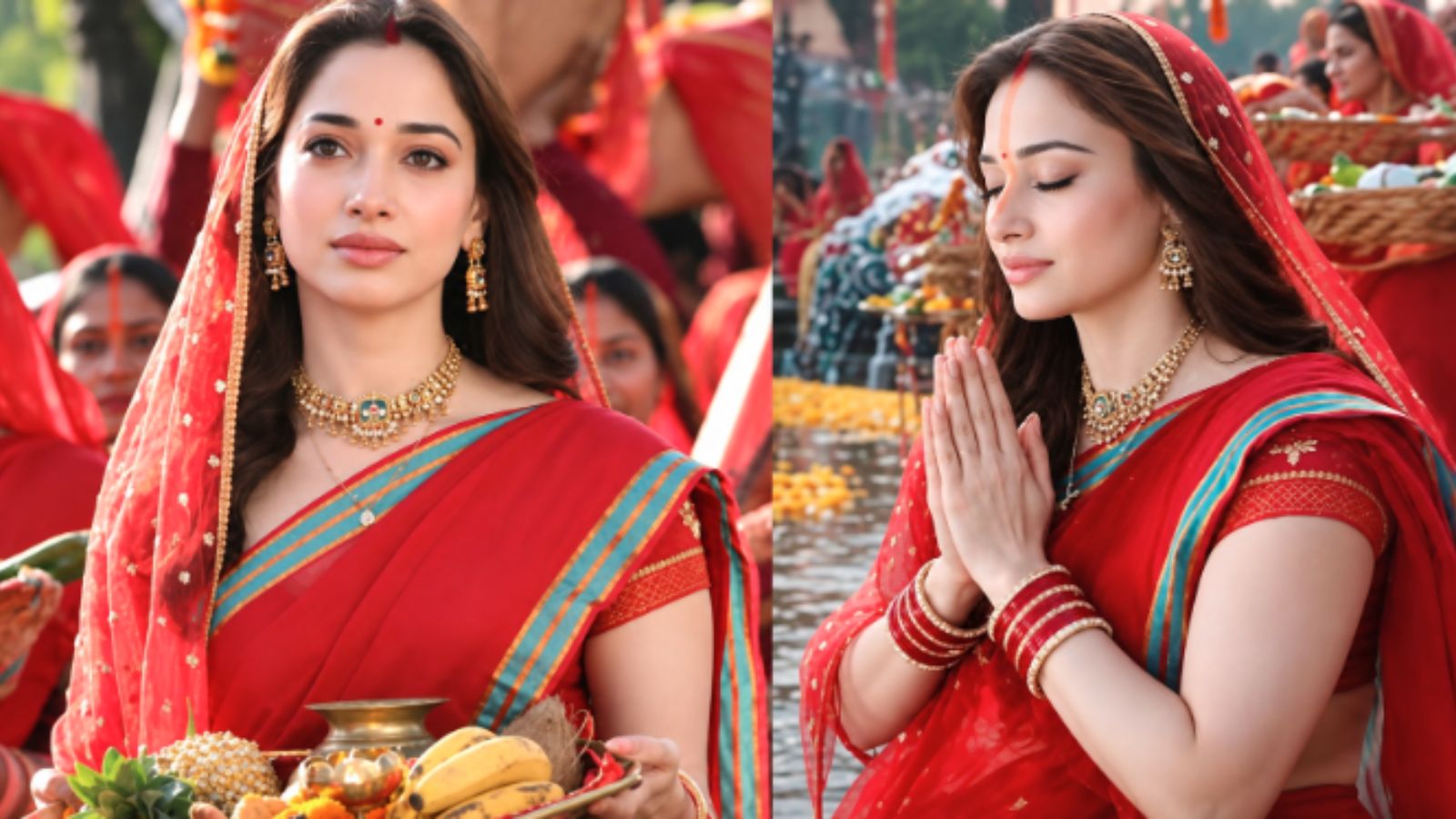 वन छठ गीत में तमन्ना भाटिया, फोटो- यूट्यूब