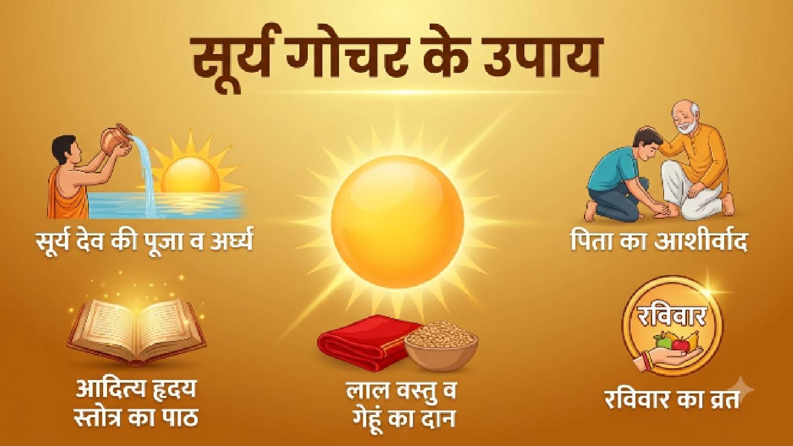 सूर्य गोचर के उपाय इंफोग्राफिक (AI Generated Image)