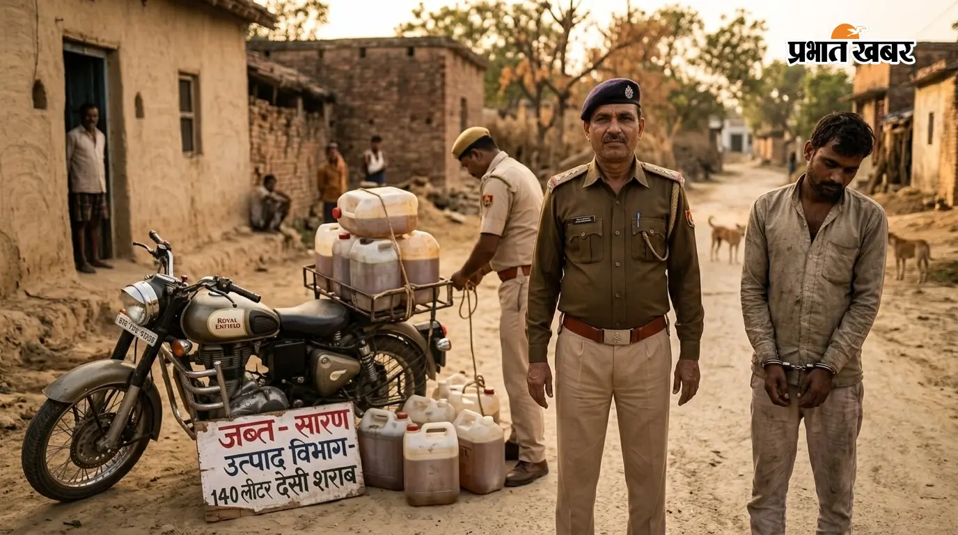 सारण में बाइक से ले जायी जा रही 140 लीटर देसी शराब जब्त, एक तस्कर गिरफ्तार