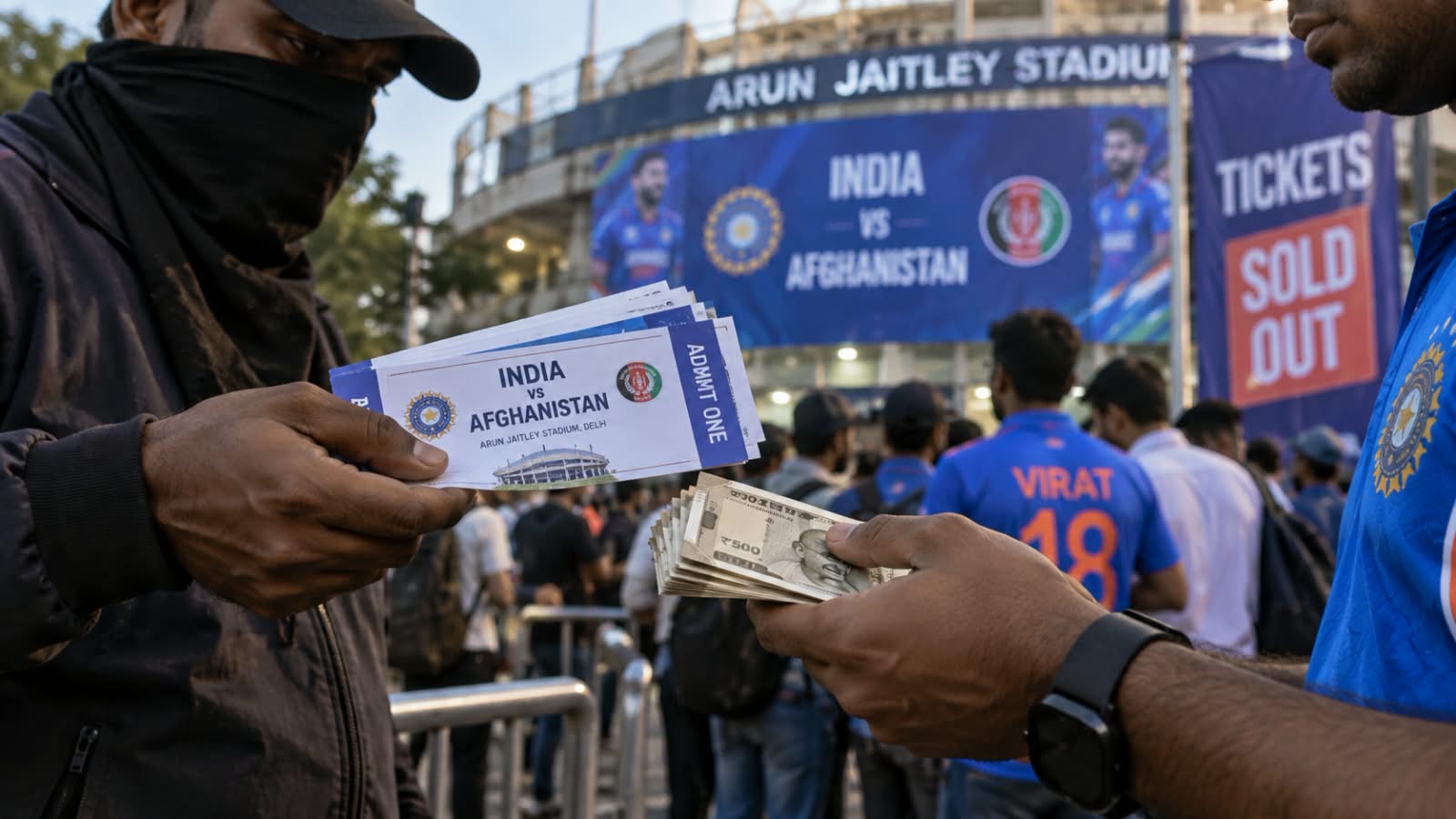 भारत-अफगानिस्तान मैच के दौरान टिकट खरीद-बिक्री, एआई