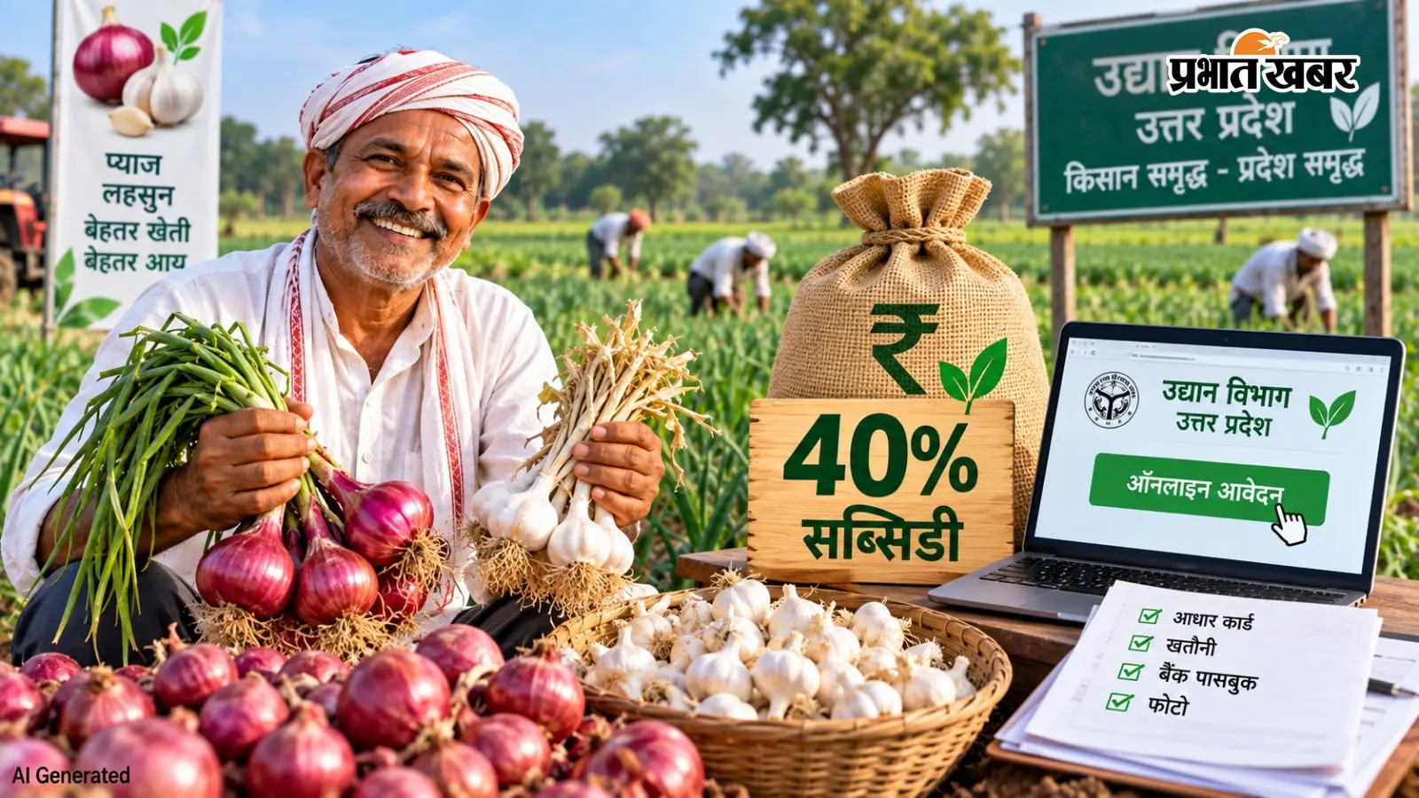 किसानों के लिए काम की खबर! प्याज-लहसुन की खेती से कमाई बढ़ाने का मौका, UP में मिलेगी 40% सब्सिडी, जानें कैसे करें अप्लाई और उठाएं योजना का लाभ