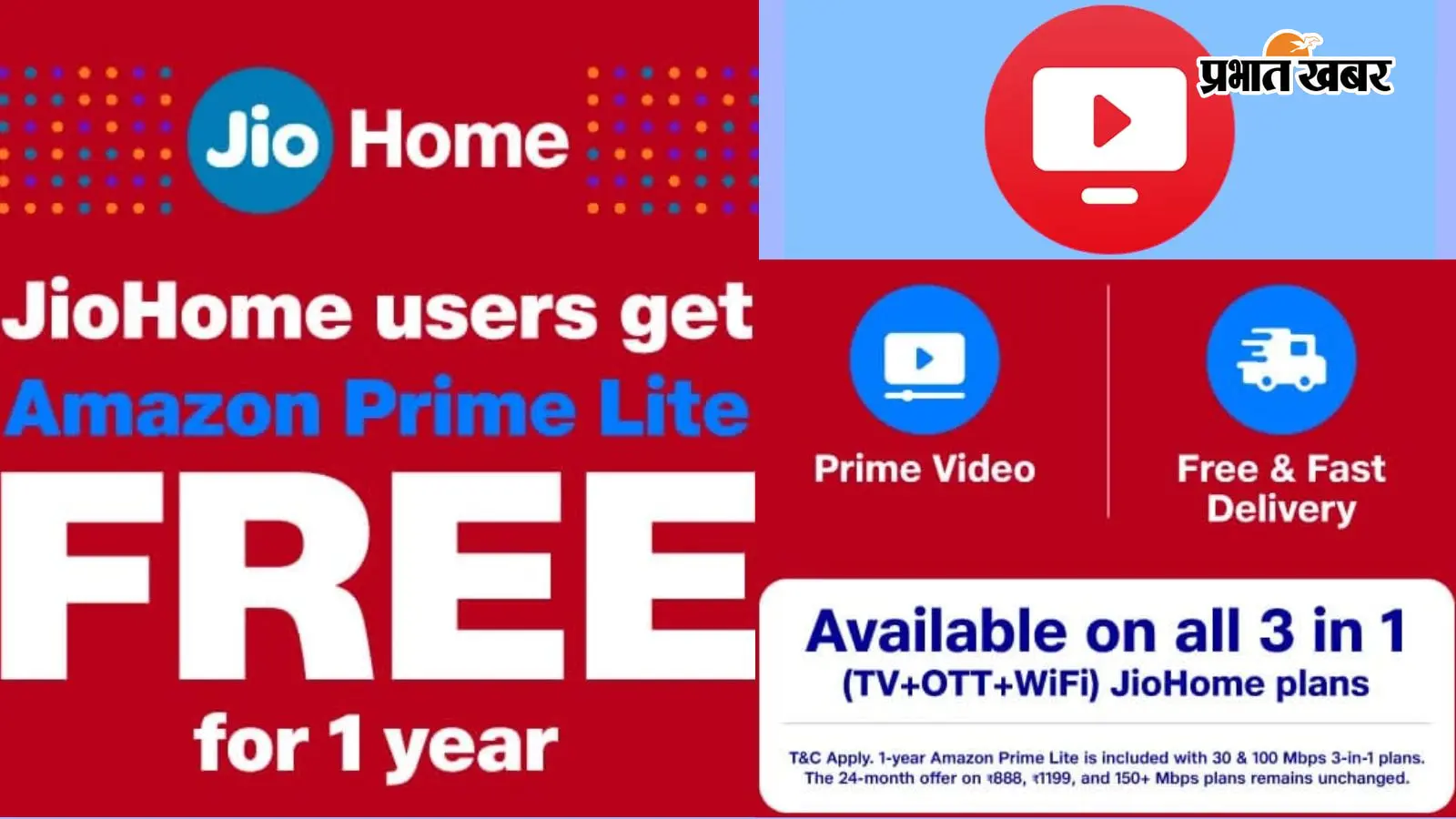 जियोहोम यूजर्स की बल्ले-बल्ले: 30 और 100 Mbps प्लान्स पर अब पूरे 1 साल फ्री मिलेगा Amazon Prime Lite