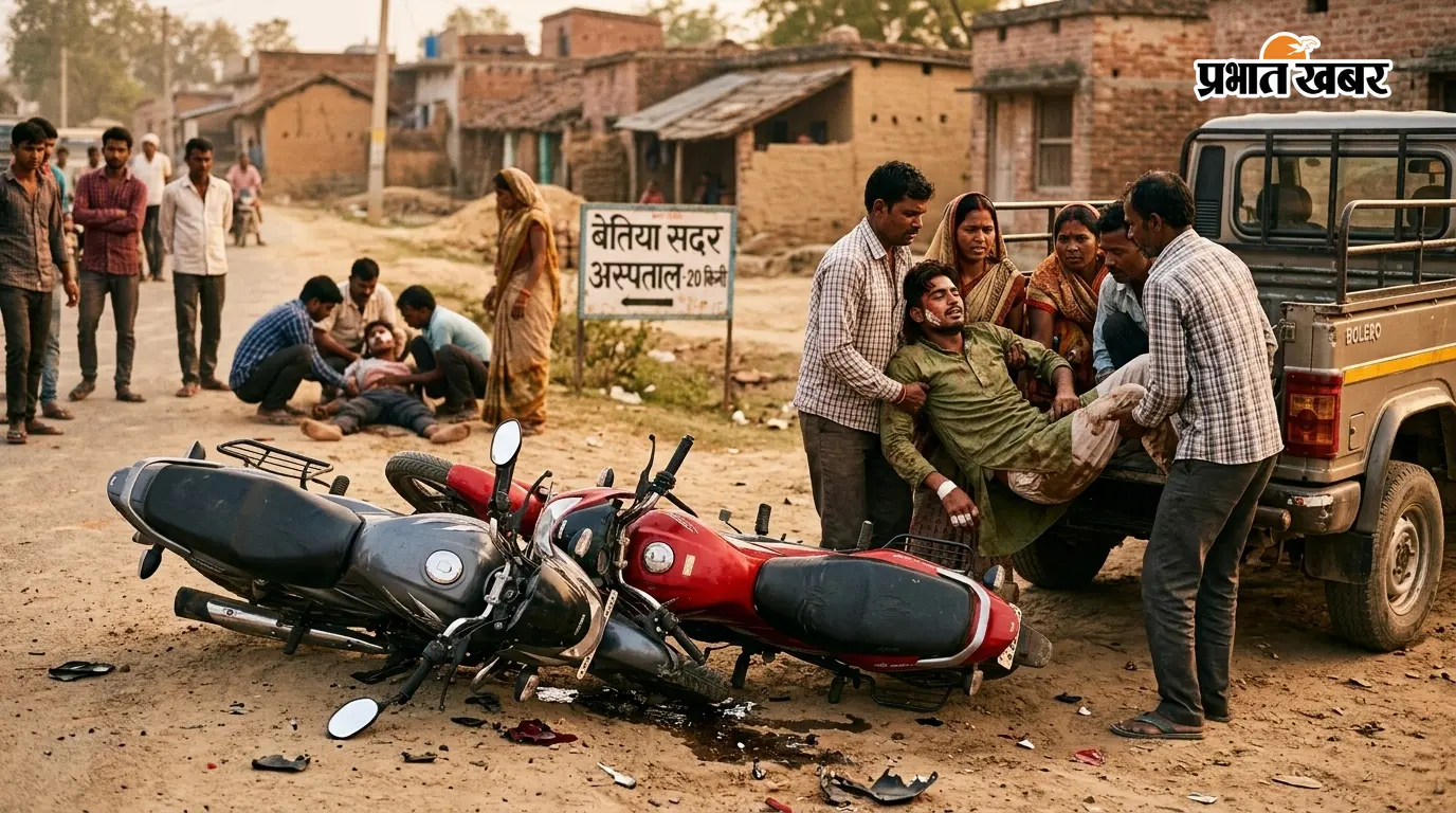 लौरिया: एनएच-727 पर दो बाइकों में जोरदार भिड़ंत, गंभीर रूप से घायल दोनों युवक बेतिया रेफर