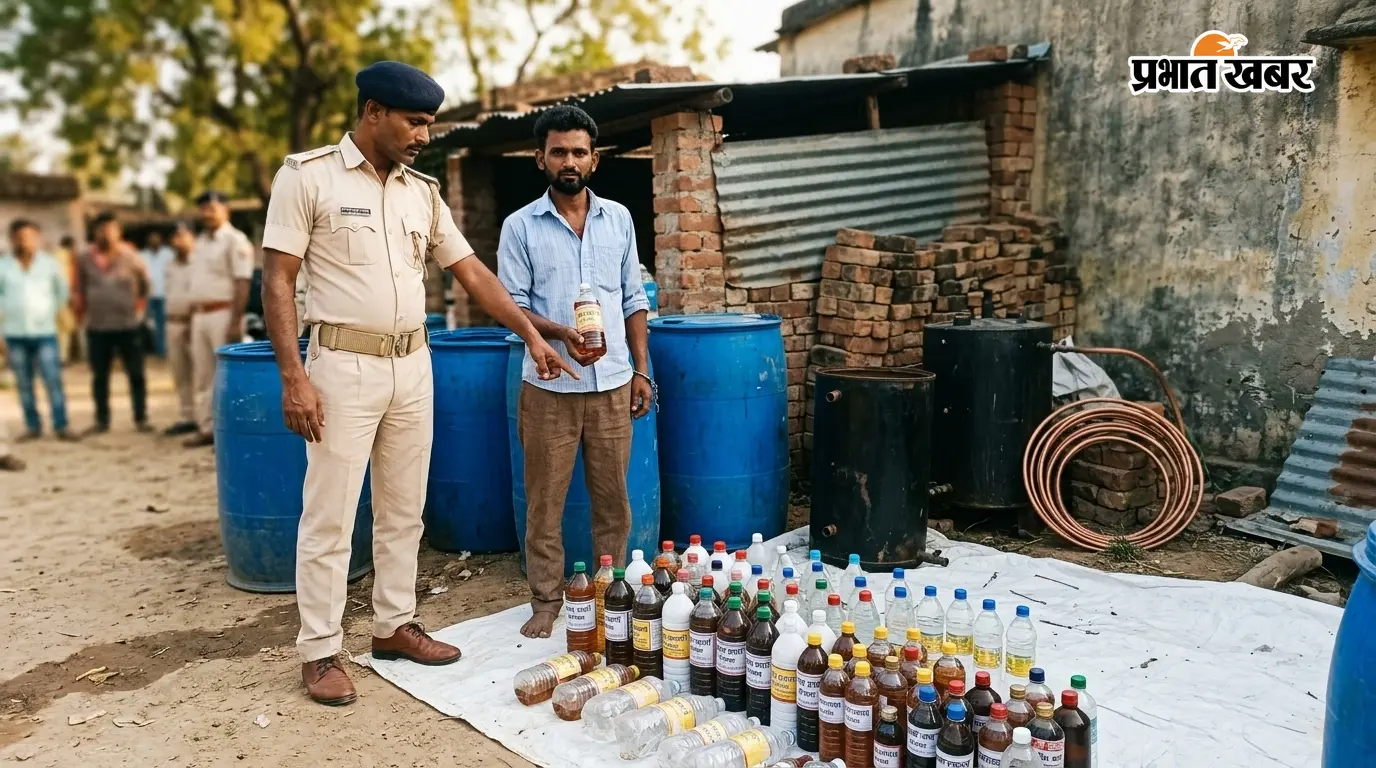 देशी मिनी शराब फैक्ट्री ध्वस्त,72 लीटर शराब के साथ तस्कर गिरफ्तार