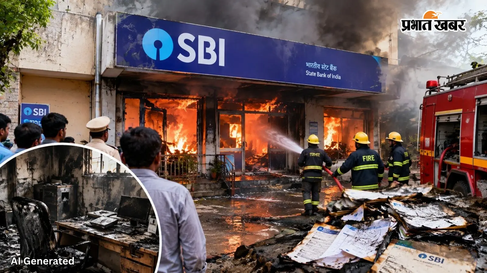 सुबह-सुबह SBI बैंक में लगी भीषण आग, मैनेजर के चेंबर से उठे धुएं ने मचाया हड़कंप, चित्रकूट में आग से लाखों का नुकसान