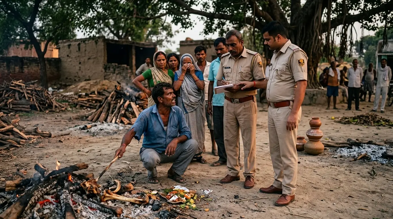 जिस चिता पर पिता का अंतिम संस्कार हुआ था, उसी आग पर मीट पकाने का आरोप, शाहजहांपुर में तीन गिरफ्तार