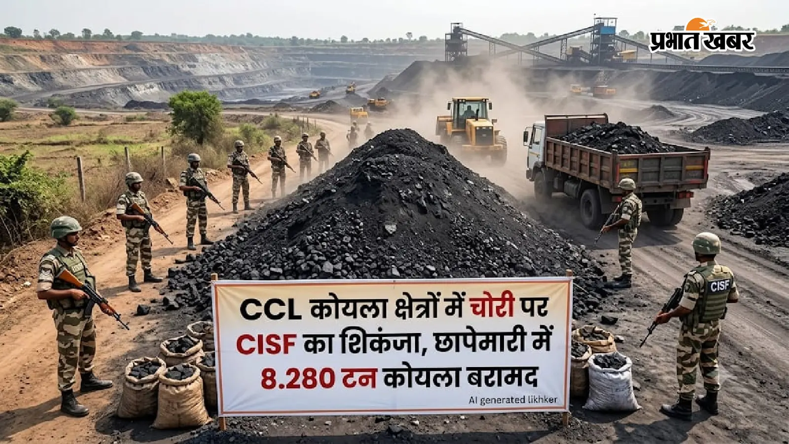 CCL कोयला क्षेत्रों में चोरी पर CISF का शिकंजा, छापेमारी में 8.280 टन कोयला बरामद