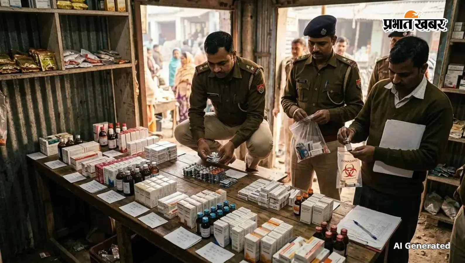 दरभंगा के उर्दू बाजार स्थित दवा दुकान में छापेमारी, तीन तरह की दवाएं जब्त