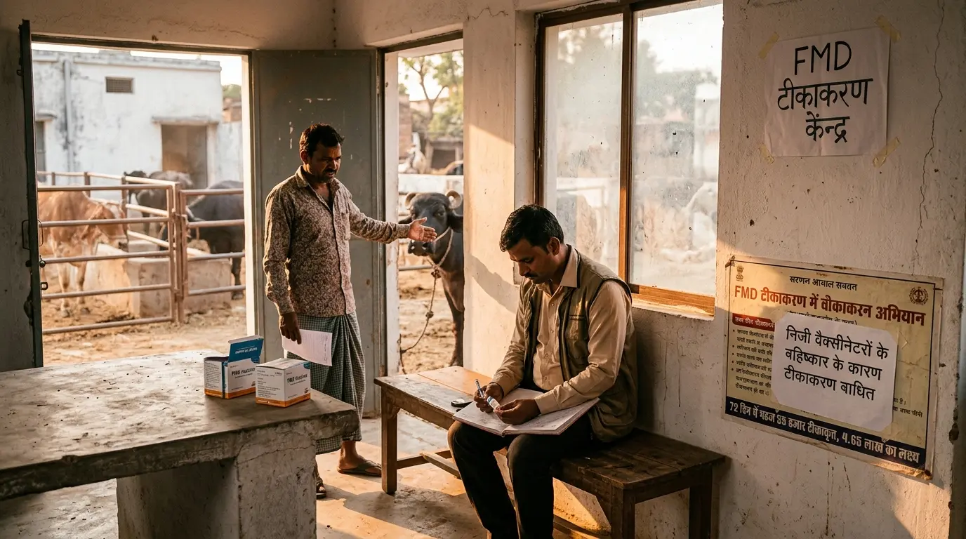 निजी वैक्सीनेटरों के बहिष्कार से रोहतास में FMD टीकाकरण की रफ्तार थमी: 72 दिन में महज 55 हजार पशुओं को लगा टीका, 4.65 लाख का लक्ष्य