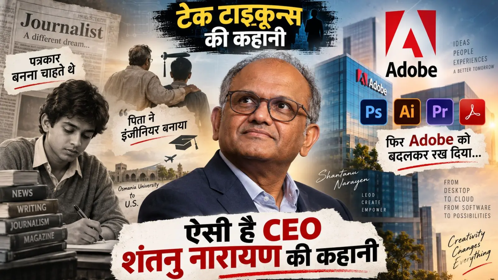 पत्रकार बनना चाहते थे, पिता ने बनाया इंजीनियर, फिर Adobe को बदलकर रख दिया... ऐसी है CEO शंतनु नारायण की कहानी