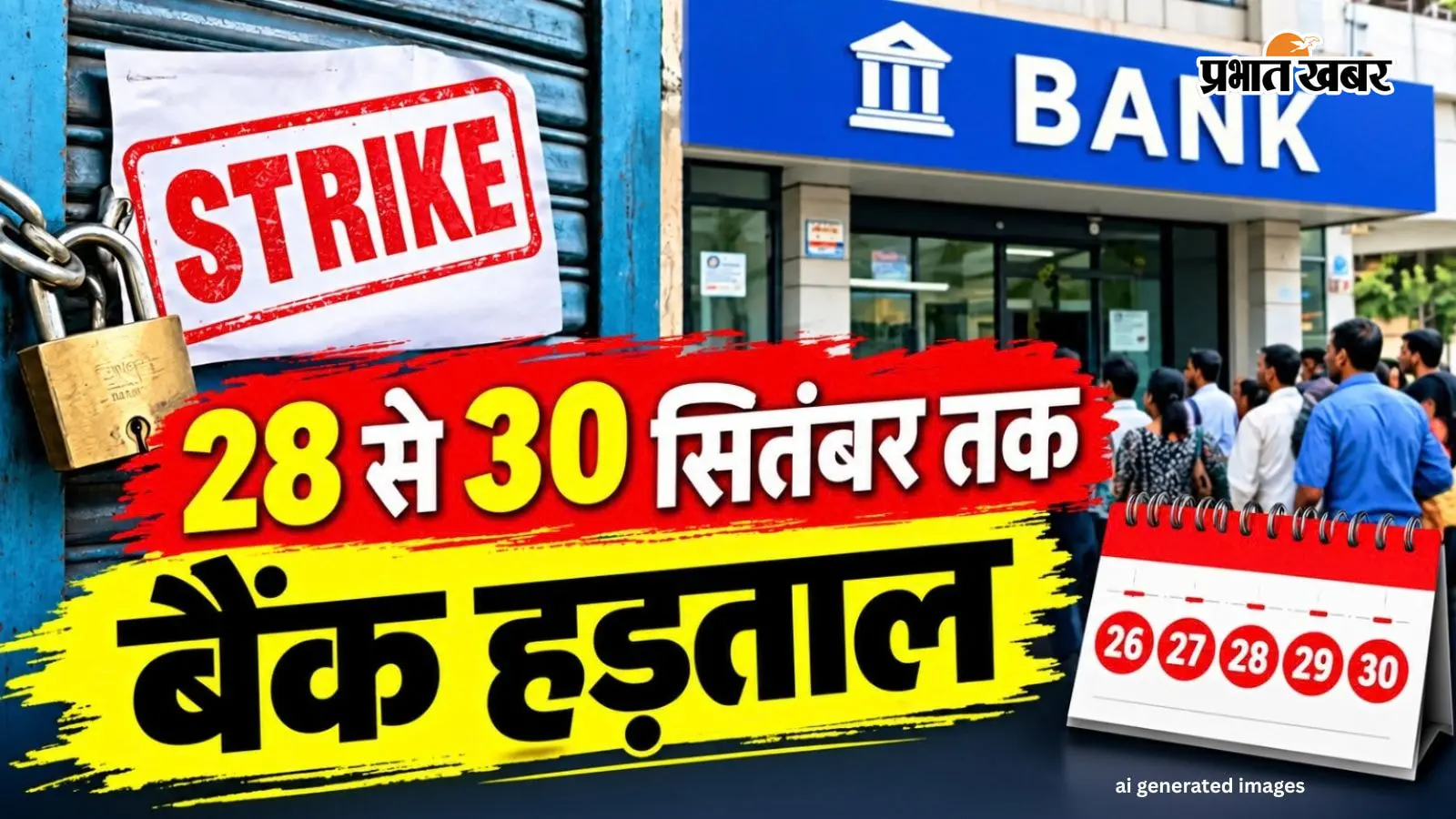 28 से 30 सितंबर तक बैंक हड़ताल, 26 से 30 तक लगातार 5 दिन प्रभावित रहेगा कामकाज