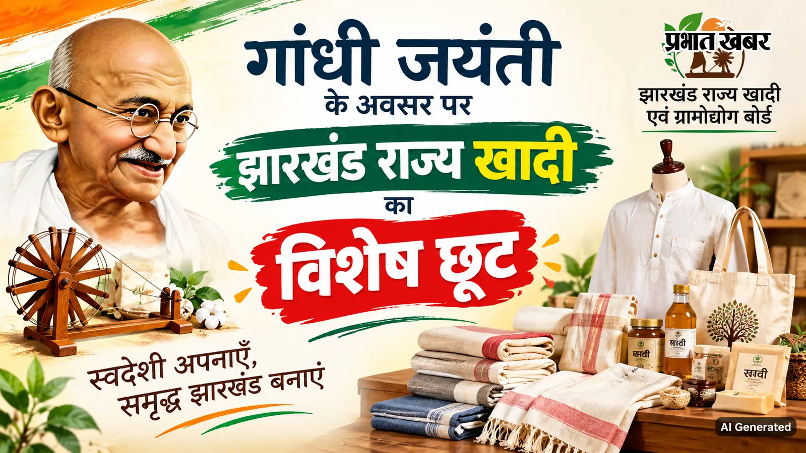Gandhi Jayanti Offer: खादी पर 25% तक छूट, 25 हजार की खरीद पर एक्स्ट्रा 5% डिस्काउंट - जानें कहां मिलेगा लाभ