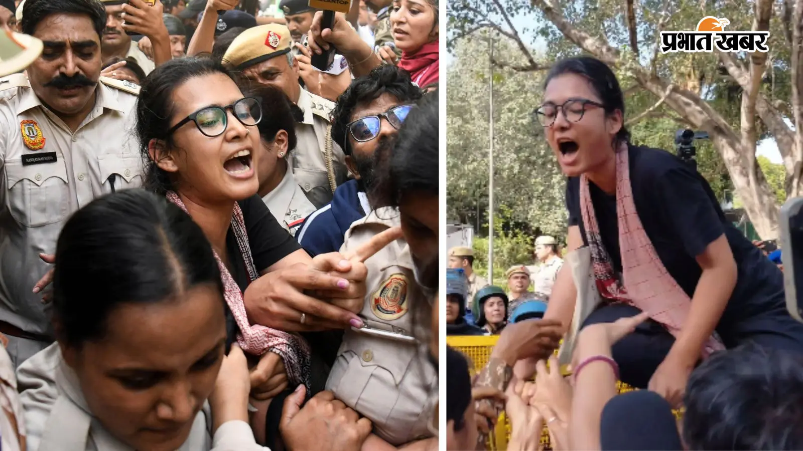 Video: ज्ञानेश कुमार के खिलाफ आंदोलन जारी, बैरिकेड पर चढ़ीं नेहा बोरा, जमकर लगाये नारे