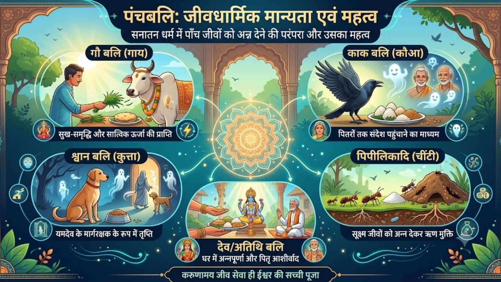 मघा श्राद्ध पर पंचबलि की दर्शाती तस्वीर (फोटो- एआई)