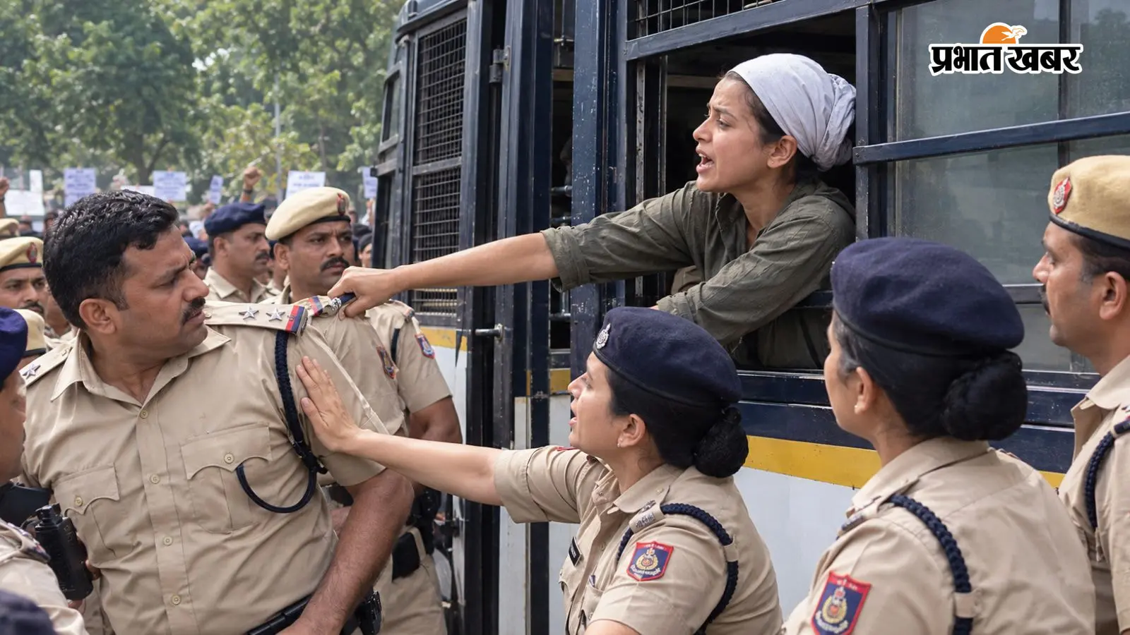 Delhi CJP Protest: हिरासत में ली गई युवती ने खींचा पुलिसकर्मी का बैज, उकसाने की कोशिश का वीडियो वायरल