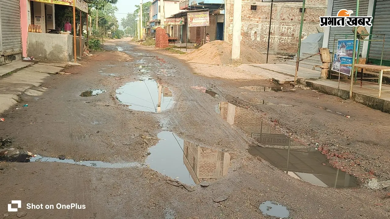 सेन्हा-मुरकी पथ बदहाल, गंदे पानी के बीच से मंदिर जाने को मजबूर श्रद्धालु