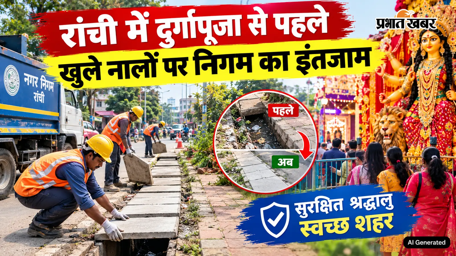 Ranchi : पंडाल जाने के रास्ते में दिखे खुला नाला तो तुरंत दें सूचना, निगम ने जारी किया Toll Free नंबर