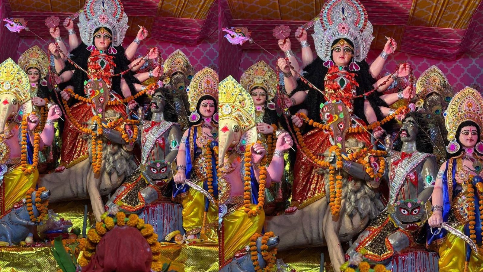 बिहटा के राघोपुर स्थित पूजा पंडाल में मां दुर्गा की आकर्षक प्रतिमा स्थापित की गई है. माता के दर्शन और पूजा-अर्चना के लिए श्रद्धालु पहुंच रहे हैं. पूजा पंडाल में भक्तिमय माहौल बना हुआ है.